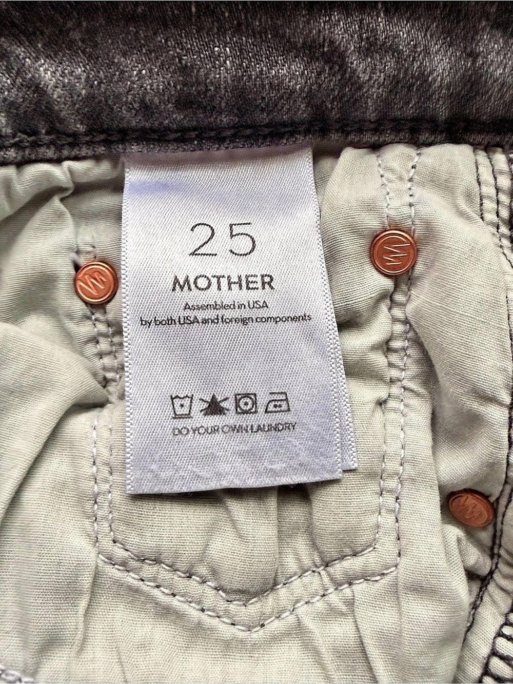 MOTHER The Insider Crop Step Fray Gray Straight Leg Jeans Waist 25